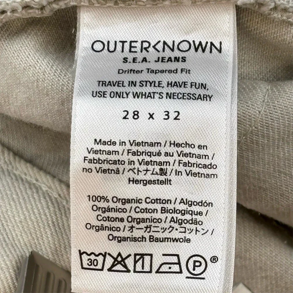 Outerknown S.E.A. Jeans Men's Drifter Tapered  Fit Gray 5-Pocket